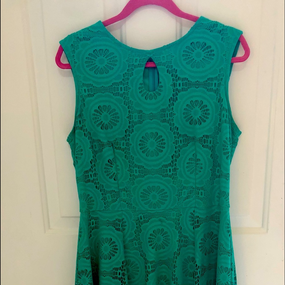 Dana Buchman Teal Lace Fit-and-Flare Dress